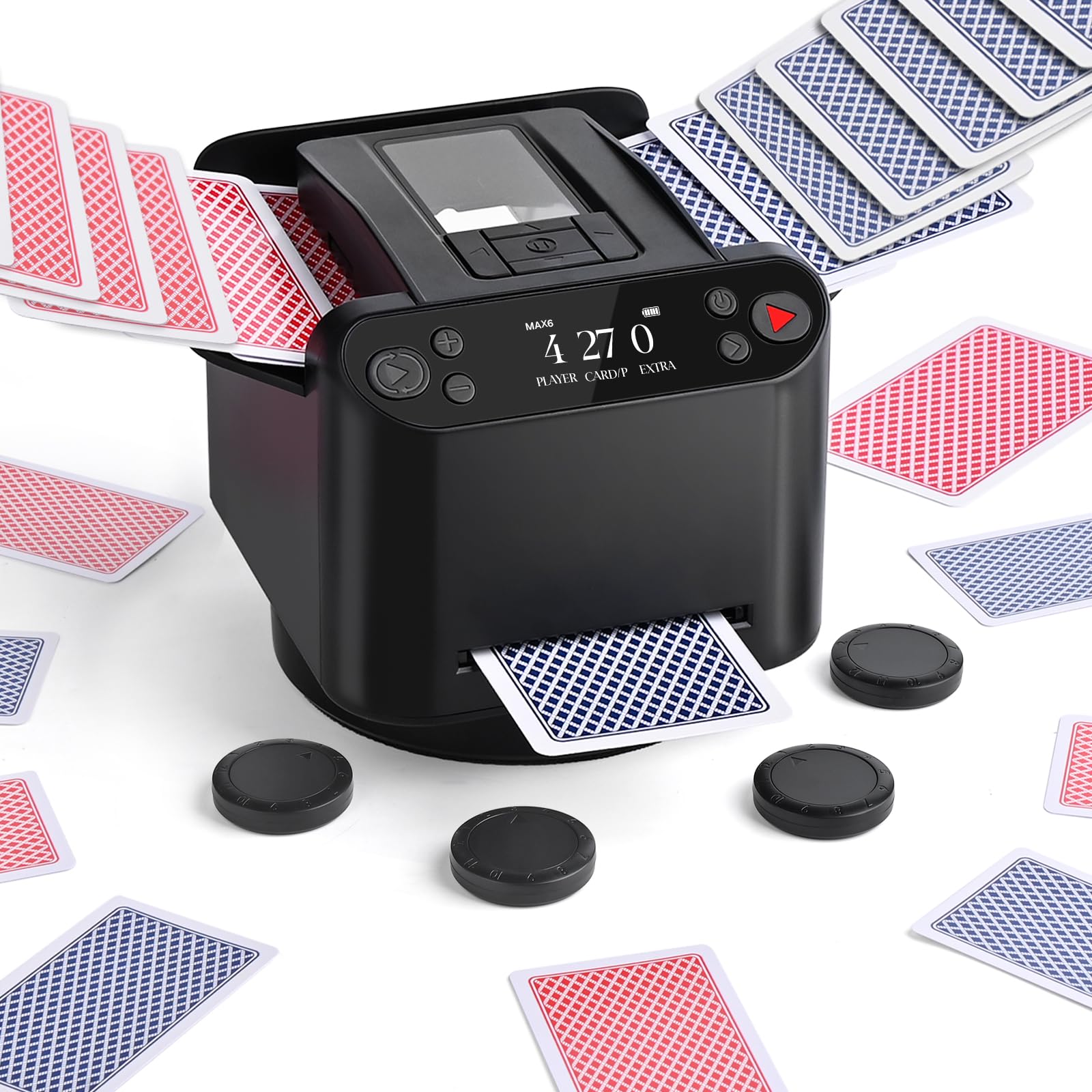 Mescolatore E Distributore Automatico Di Carte 2 In 1 - Per 2-12 Giocatori Con 4 Telecomandi Wireless - Per Poker, UNO, Blackjack, Texas Hold'em