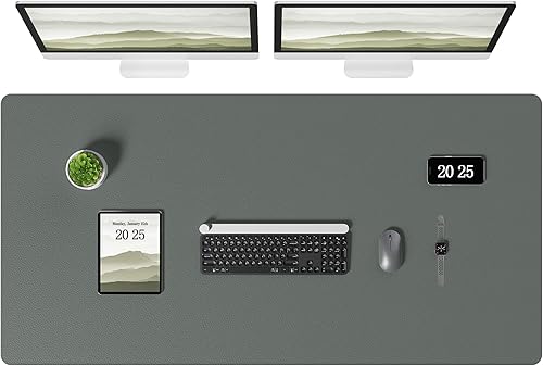 Miniatura 42 de Aothia Protector de escritorio de cuero - Alfombrilla grande para mouse, alfombrilla de oficina, secante antideslizante de cuero PU, almohadilla de