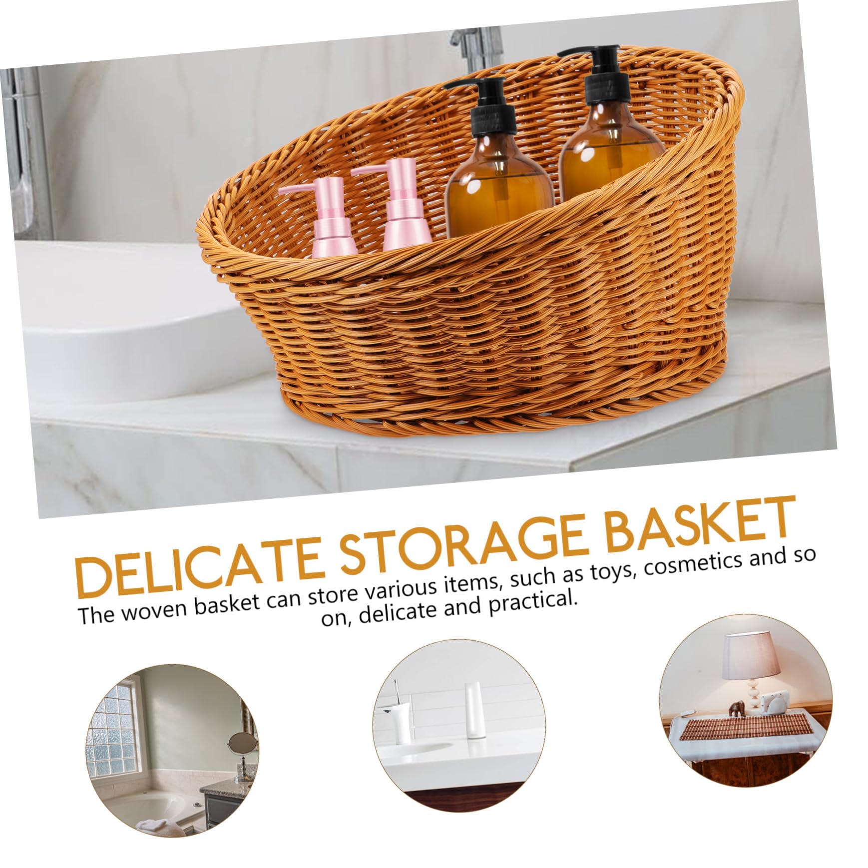 Garneck Cesto Portaoggetti da Tavolo in Vimini Sintetico Intrecciato, Organizer Pratico e Resistente per Cucina e Soggiorno, Design Artigianale e Stile Rustico
