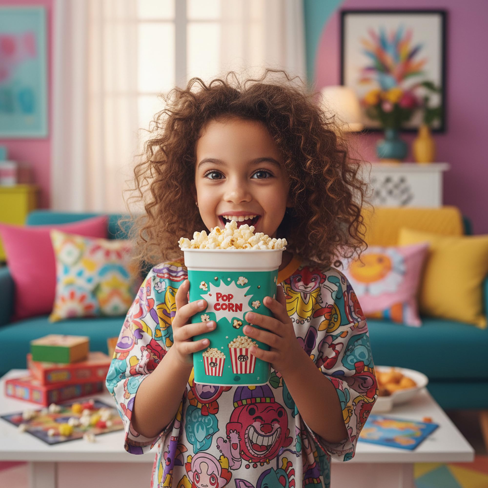 Mix 6-teiliges wiederverwendbares Kunststoff-Popcornbehälter/Popcornschalen-Set für Kinoabende – waschbar in der Spülmaschine – BPA-frei (2 rot, 2 grün und 2 gelb) (6)