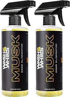 WASH&WHIPS Musk Odor Eliminator Unscented â€“ Neutralizes Stubborn Smells from Car Interior Accessories, Leather, Carpet, Upholstery & Pet odors - Use at Home and Office, 16 fl oz