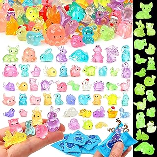 100PCS Mystery Bag Mini Resin Animals Luminous for Crafts Decor Mini Resin Ocean Animals Miniature Ornaments for Micro Landsc