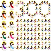 100 Pack Mini Jesus Figurines in Bulk, 7 Colors Tiny Jesus Loves You Figures Toys Baby Little Jesus figures Rubber Miniatures to Hide and Seek Easter Egg Stuffers Religious Party100, 7 Colors