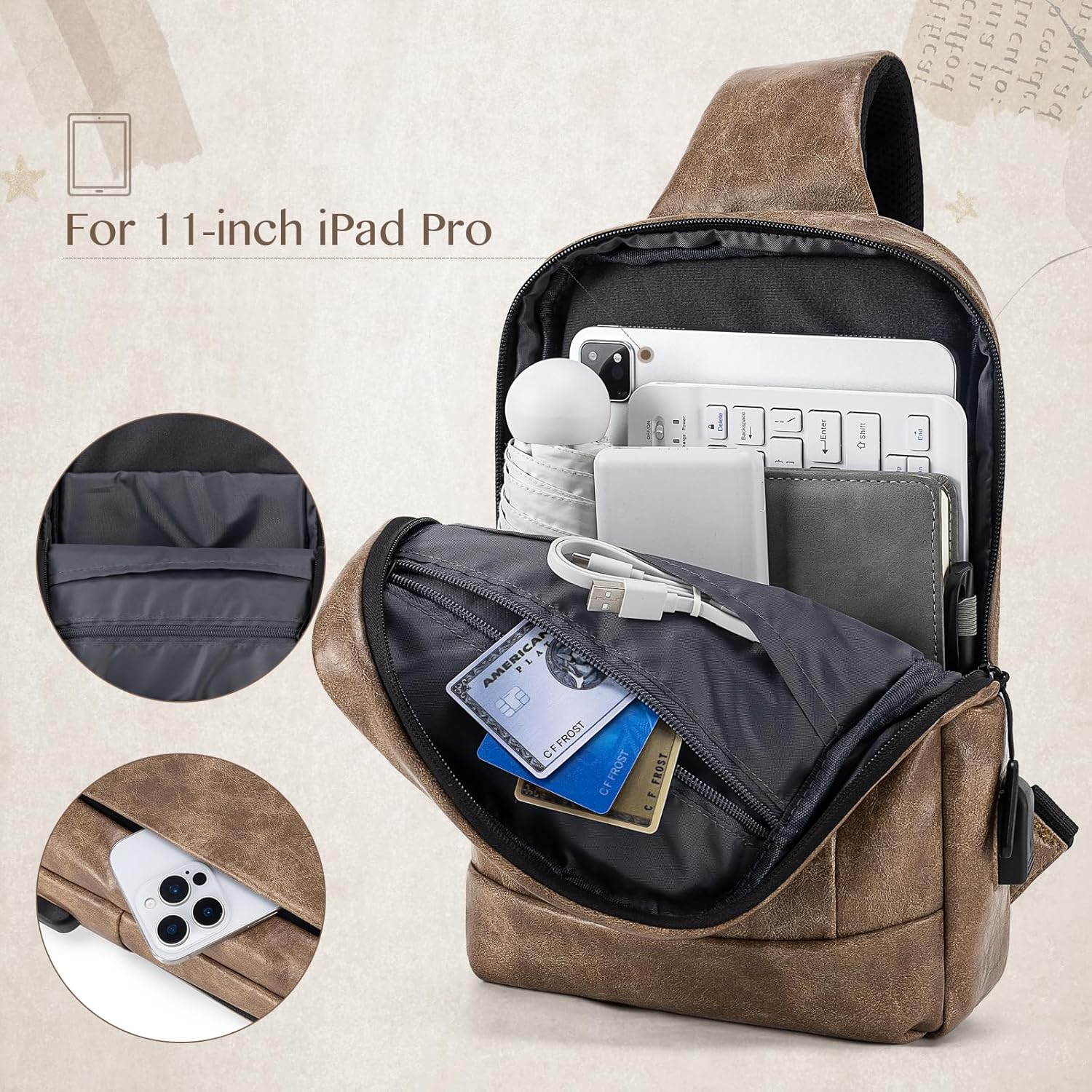 9-11 Inch Tablet Sleeve Bag Handle Carrying Case with Shoulder Strap Fits New 11-inch iPad Pro M4/iPad Air M2