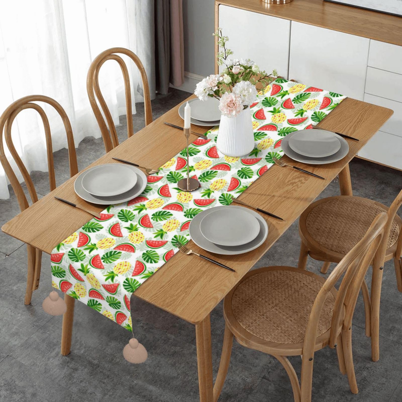 Chemin de table en lin cadeau décoration cuisine pour célébrer Noël et Halloween