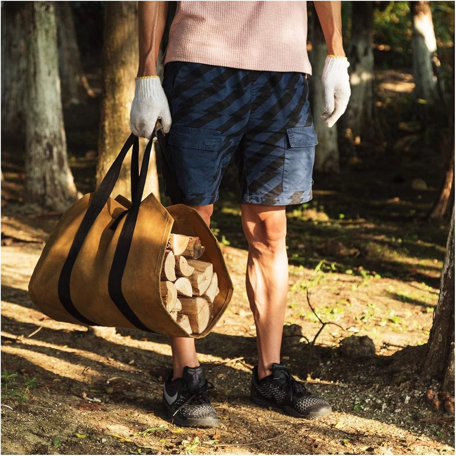 Firewood Tote Bag Firewood Storage Bag Canvas Outdoor Camping Wood Log Carrier Match Bag Package Outdoor Tote Used for Fireplace Storage Basket