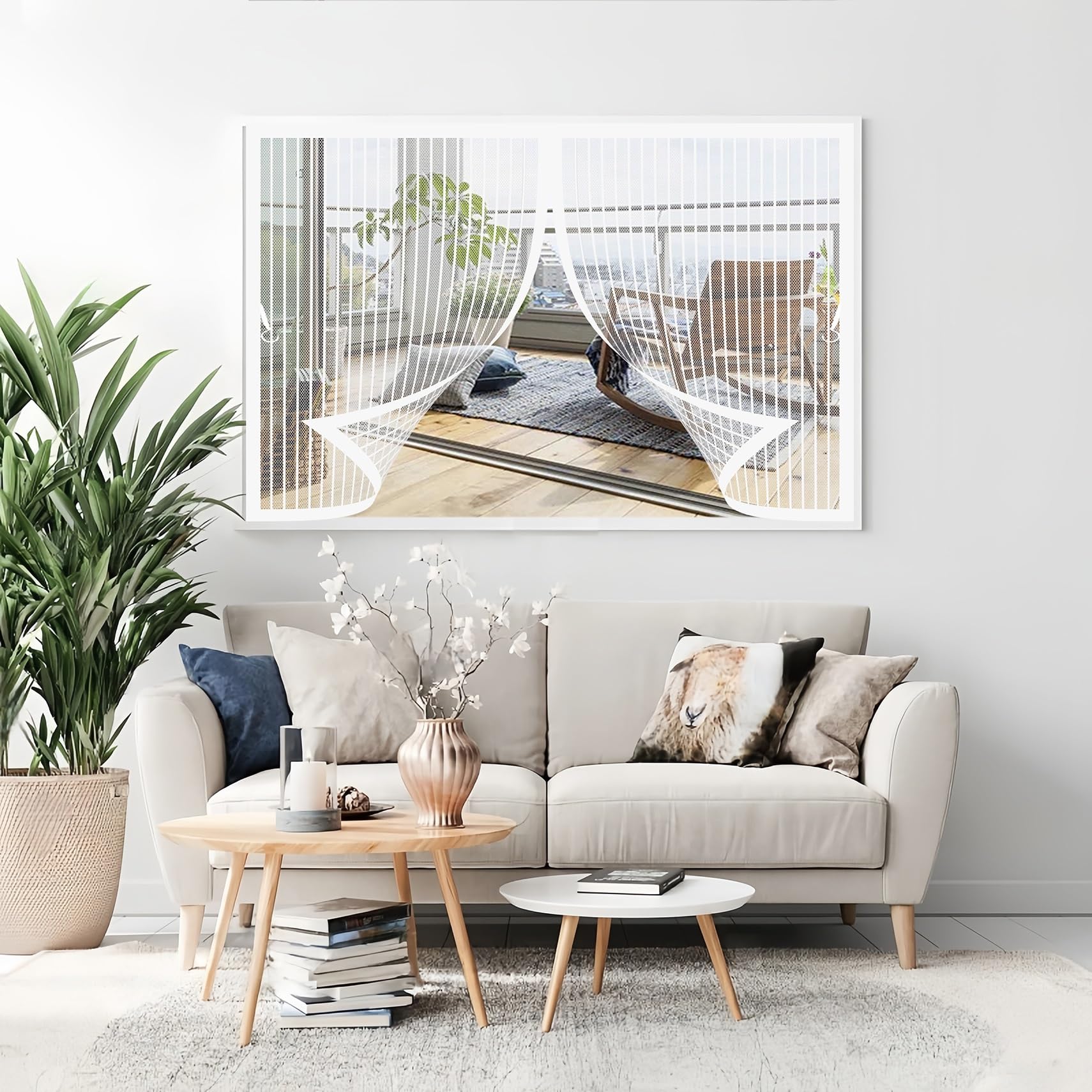 Moustiquaire fenêtre 112x180 cm blanche avec fermeture magnétique automatique sans perçage