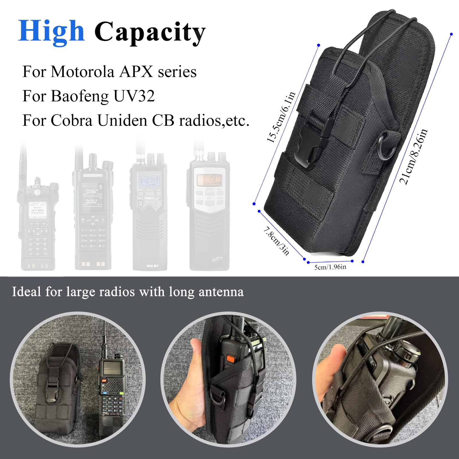 Custodia Tattica per Radio con Sistema MOLLE, Supporto Walkie Talkie in Nylon, Cintura Regolabile Compatibile Motorola Kenwood Baofeng Midland