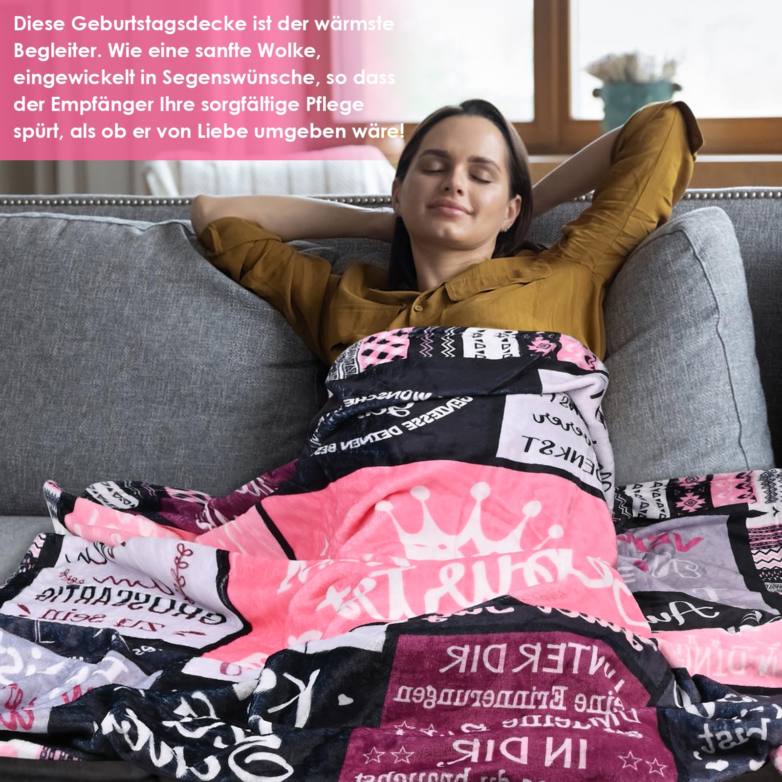 Wisegem Geburtstagsdecke Für Frauen – 152,4 X 127 Cm, Bedruckt, Weiches Fleece, Personalisierbares Geschenk
