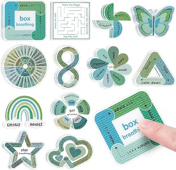 Sensory Stickers 36 PCS Mood Calming Textured Anxiety Strips, Tactile Breathe in Breathe Out Mindfulness Fidget Sticker Set for People, Classroom Office Desk, Phone Laptop