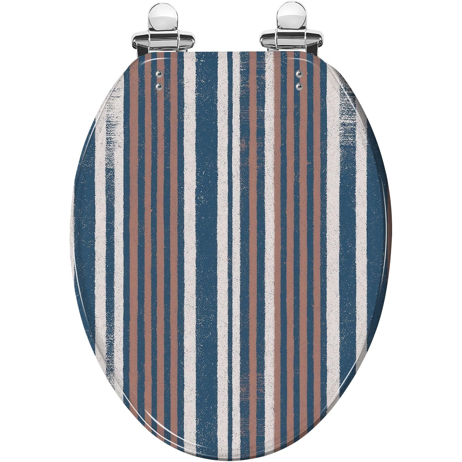 Gutuyehkea Multi10 Vibrant Neon Stripes Elongated Toilet Seat Pink Purple Resin Slow Close Lid Quick-Release Hinges Easy Clean(,18.5X14.5)
