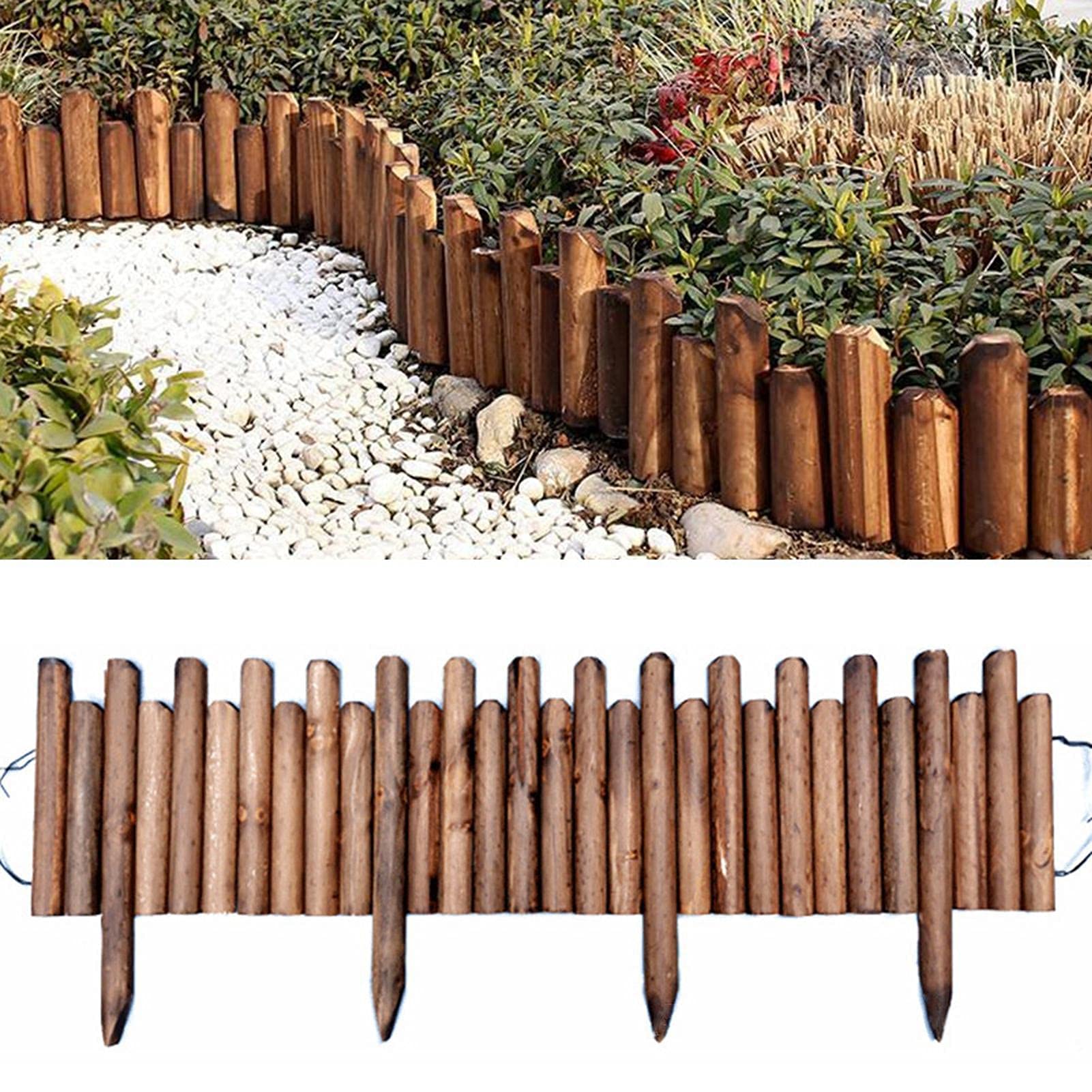 GLP Spiked Log Roll Border - Easy Plug-in Fence Palisade Corrosion Resistant Wooden Edging Fence for Lawns Paths Flower Beds (Size : 20/25 * 120CM)