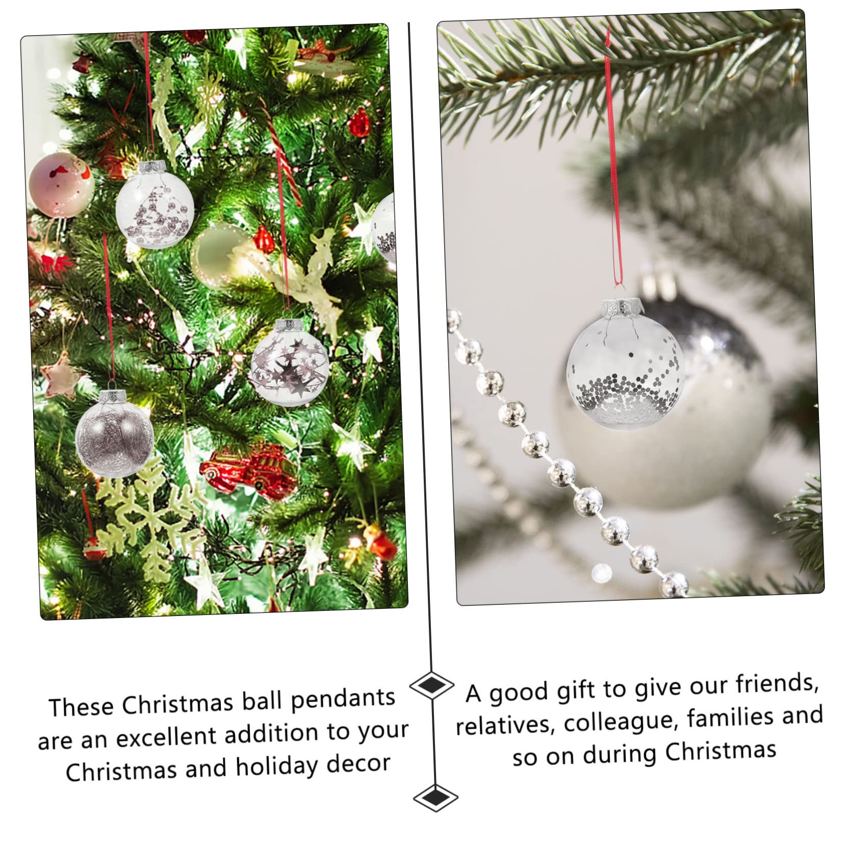 Zerodeko 1 Caja Colgante Bola de Navidad Colgantes de árbol de Navidad con Purpurina Decoraciones de Ceremonia de Boda Cafeteria Colgantes navideños Decoraciones de Boda Ornamento Decorar