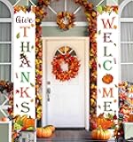 Thanksgiving Decorations Indoor Outdoor GIVE THANKS Banner Porch Door Welcome Sign for Home Party Wall Autumn Decor Fall Decorations for Home 72