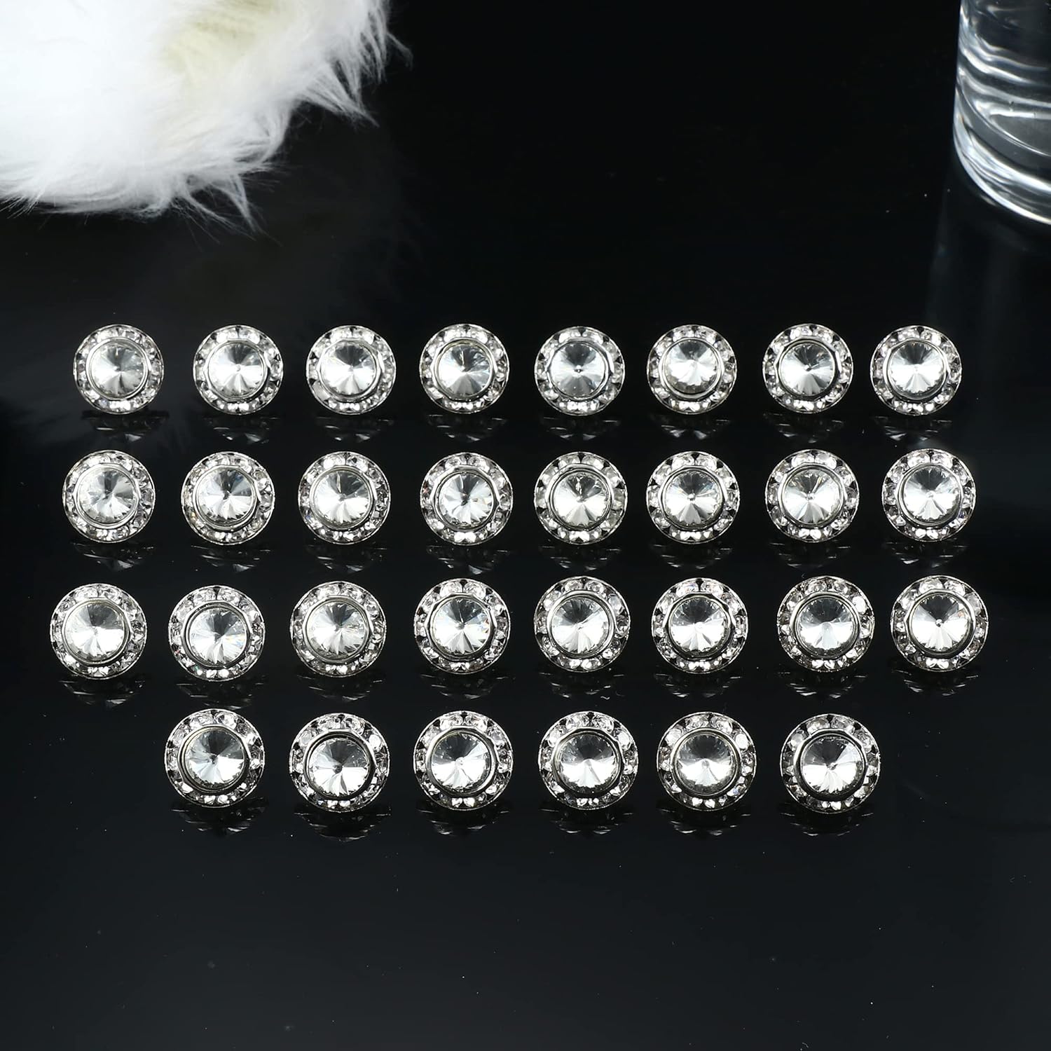SAILIMUE 15Pairs Rhinestone Earrings For Women Dance Competition Performance Ballet Stud Earrings Stainless Steel Round Acrylic Stone Inside Rhinestone Crystal Halo Dance Competition Earrings Set 15mm 20mm - Image 7