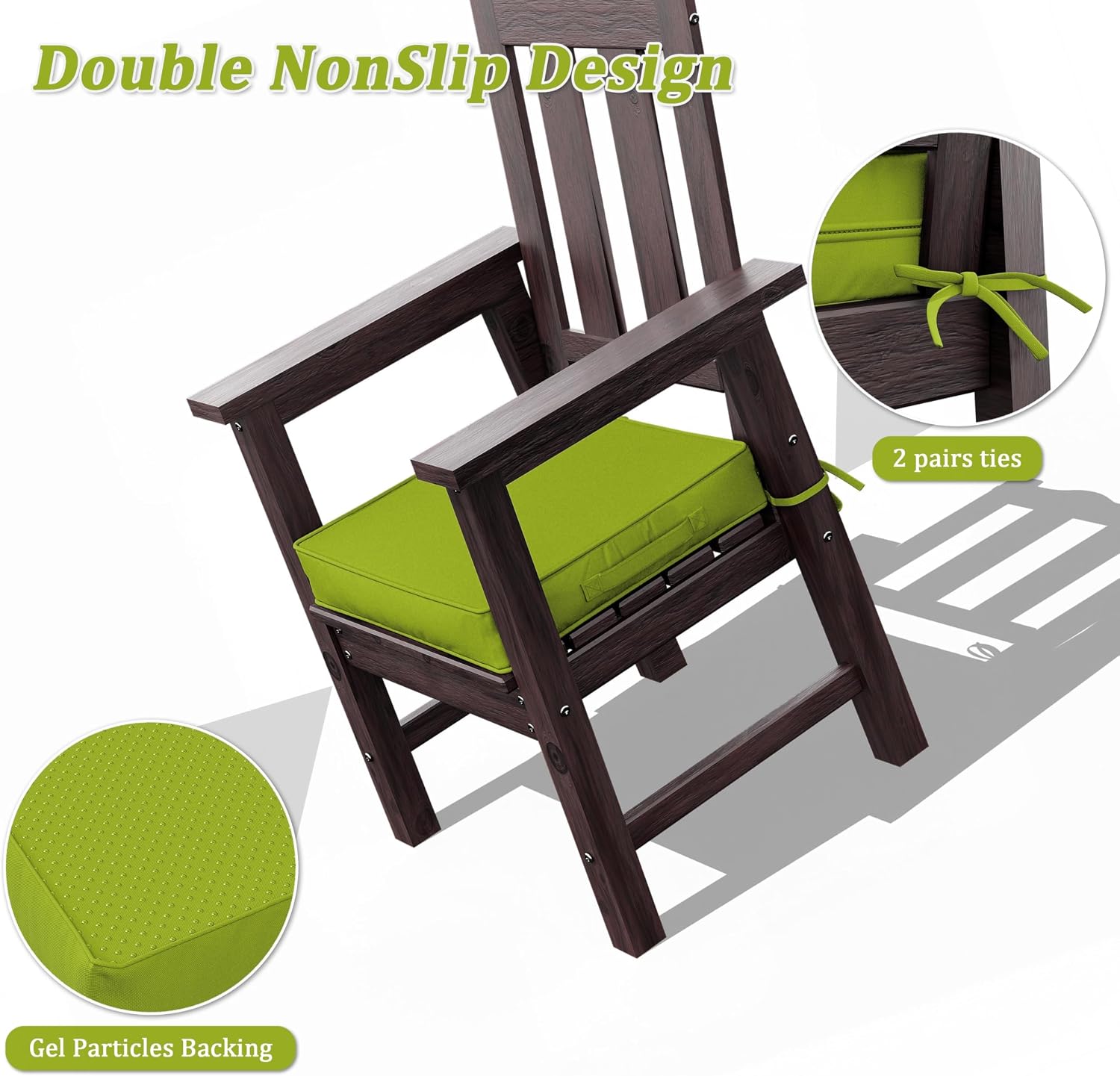 Outdoor Chair Cushions 17 X 16 X 3 Inch Patio Furniture Cushions Waterproof & Fade Resistant Outdoor Cushions for Patio Furniture with Handle & Adjustable Straps Set of 2