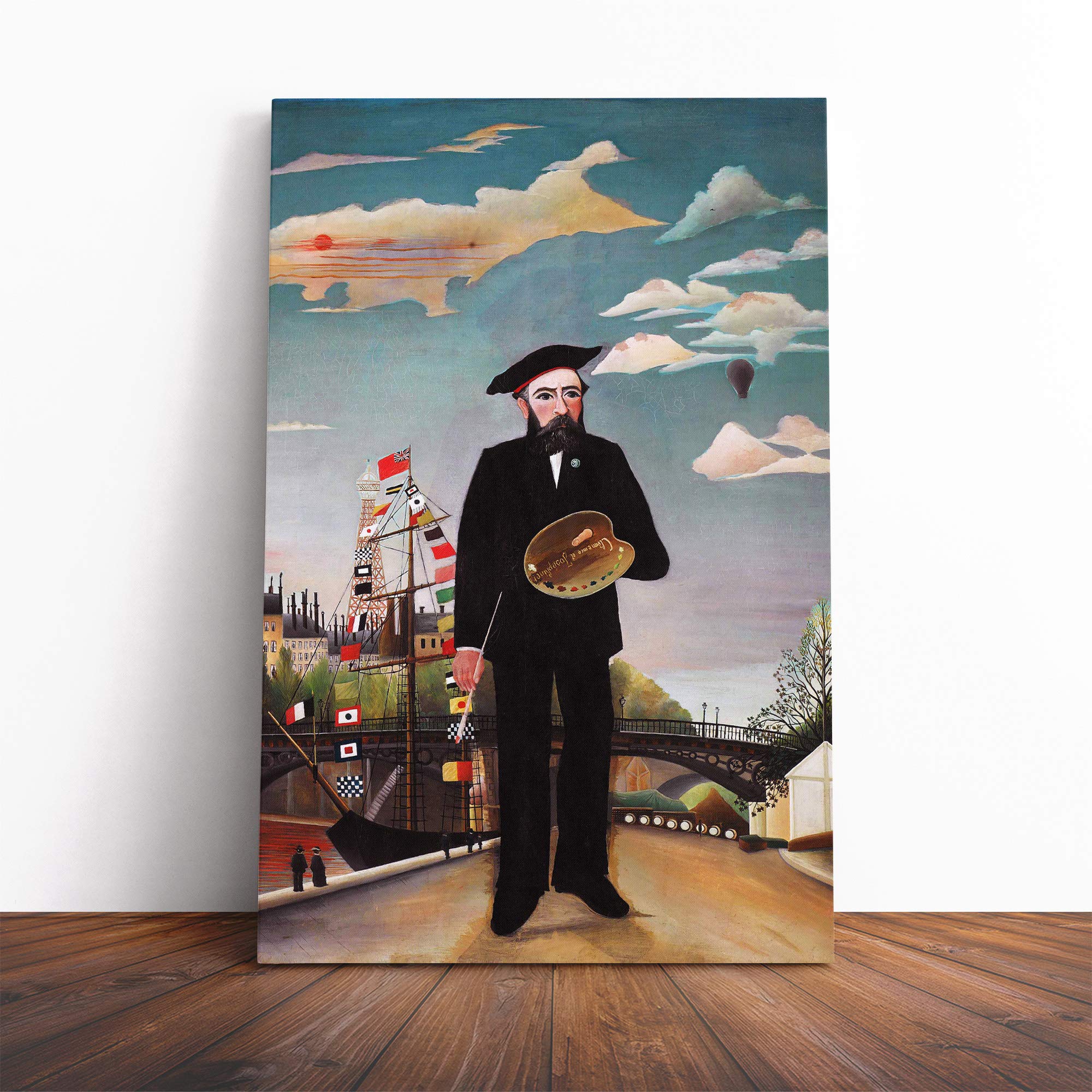 Henri Rousseau Self Portrait Canvas Print | Gallery Wrapped 30mm Frame Wall Art | 24x16 inches | Ready to Hang | Modern People Picture | Living Room Bedroom Lounge Office