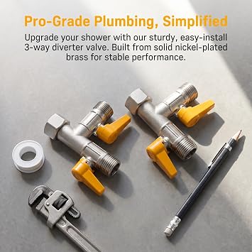 2pcs G1/2 Three Way Shower Diverter Valve for Shower Arm Splitter