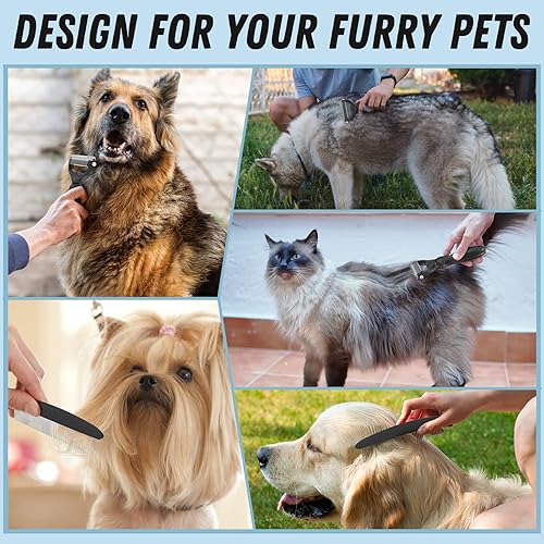 Miniatura 7 de Combo de aseo para mascotas rastrillo para subcapa, cepillo desenfundador para perros y gatos de pelo largo, color negro