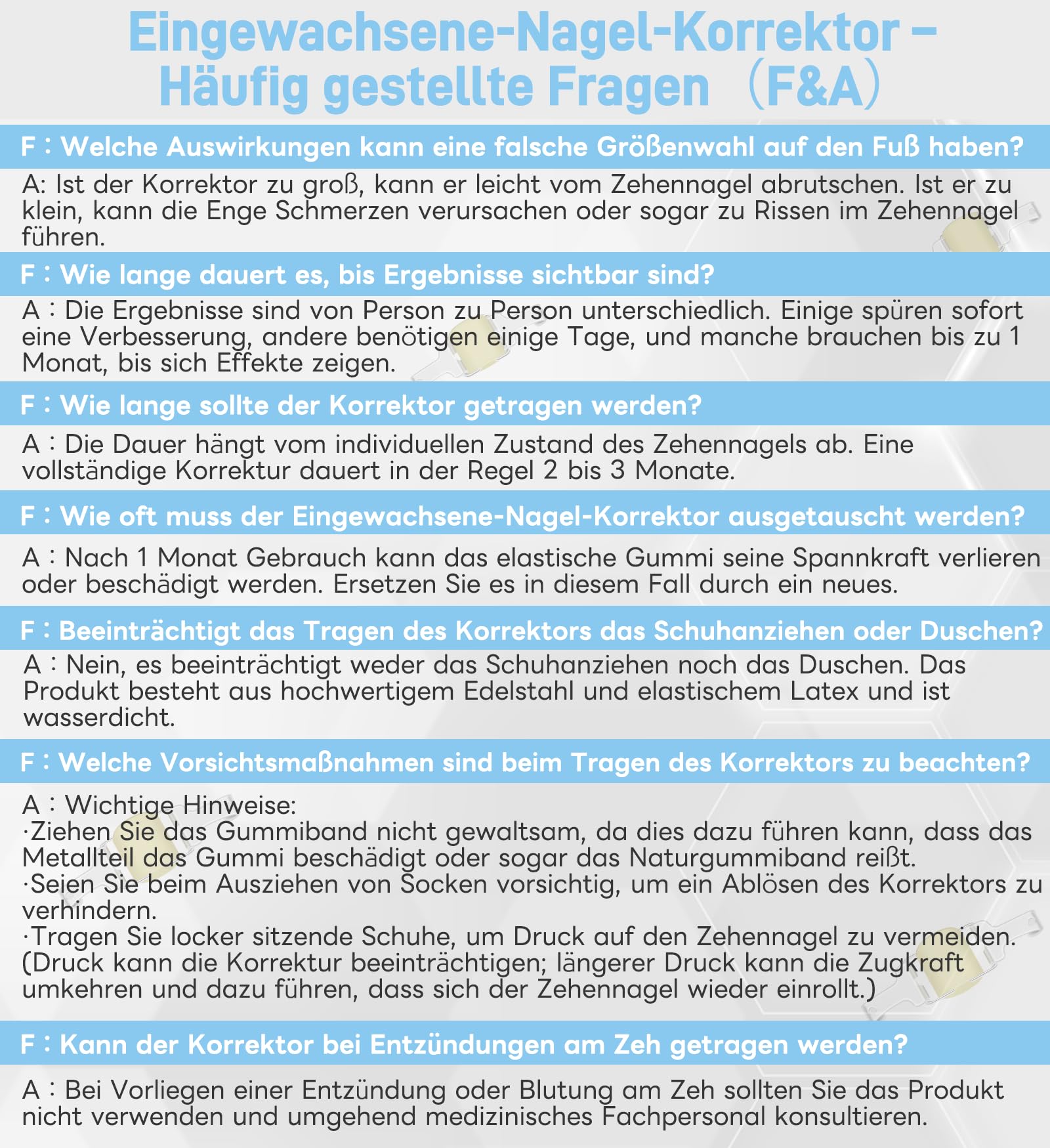 Eingewachsene-Nagel-Korrektor–Einfache Anwendung für zu Hause,sicherer Halt(rutscht nicht ab),kontinuierlicher Zug für schnelle Schmerzlinderung.--21mm bis 23mm Toenail-Länge