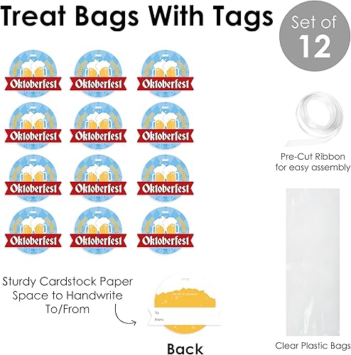 Miniatura 6 de Big Dot of Happiness Oktoberfest - Bolsas transparentes para regalos del festival de la cerveza alemana, bolsas de golosinas con etiquetas, juego de