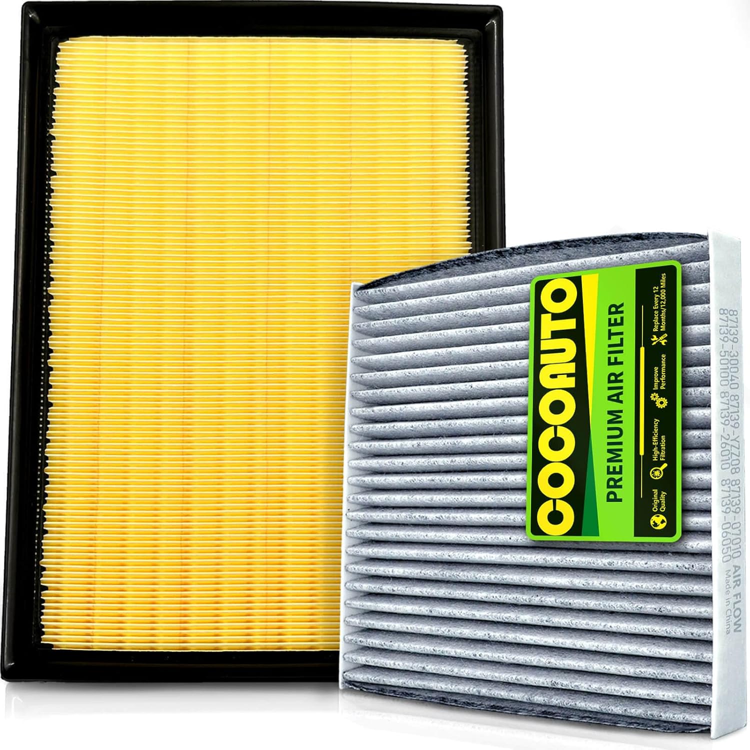 Engine & Cabin Air Filter Kit for 4Runner 4.0L (2010-2024), GX460 4.6L (2010-2023), Replace 17801-38050, CA10835, 87139-YZZ08, 8713930040