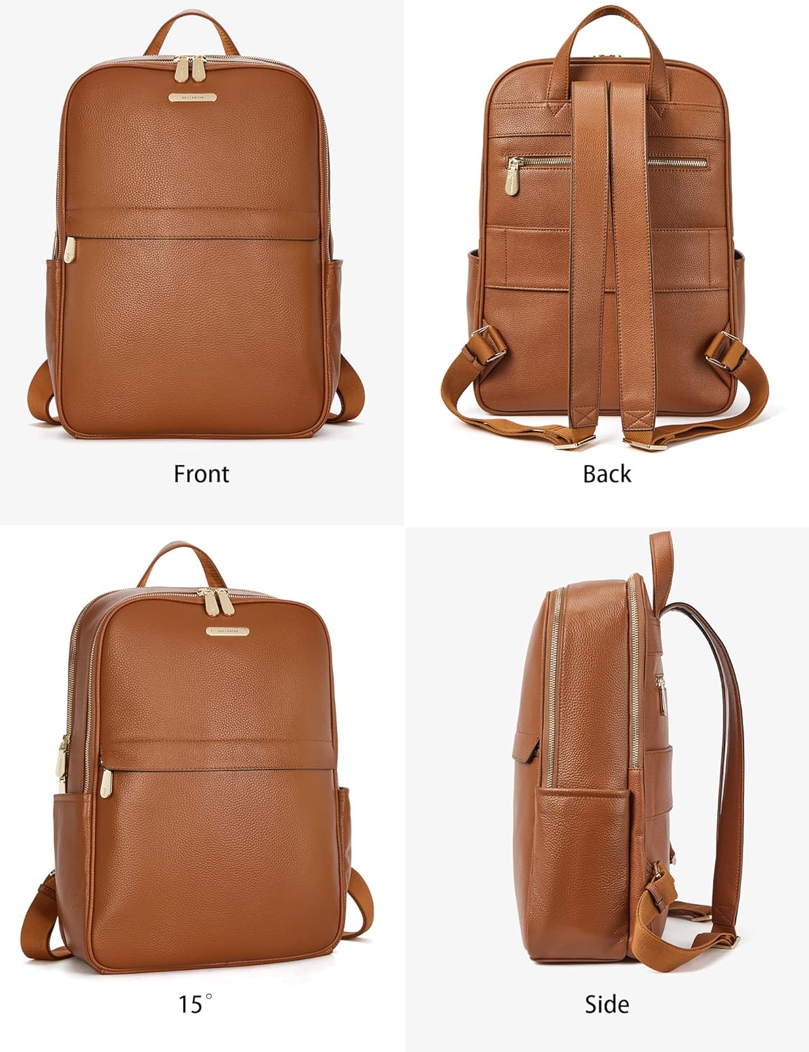 BOSTANTEN Genuine Leather 15.6 inch Laptop Backpack Purse for Women College Casual Backpack Travel Bag