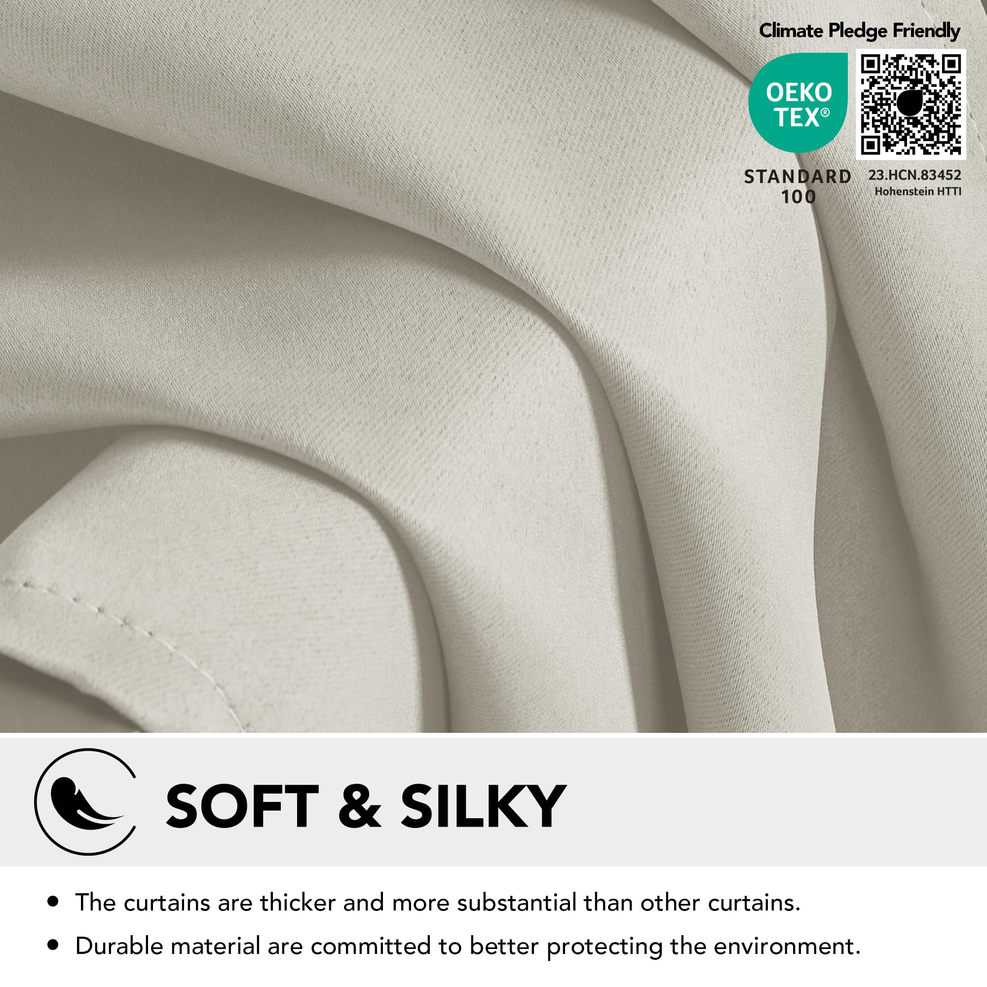 Deconovo Tende per Interni Oscuranti 2 Pezzi 107 CM Altezza, Tende Camera da Letto Coprente Moderne con Occhielli, 107x214 CM (Larghezza x Altezza), Beige Chiaro