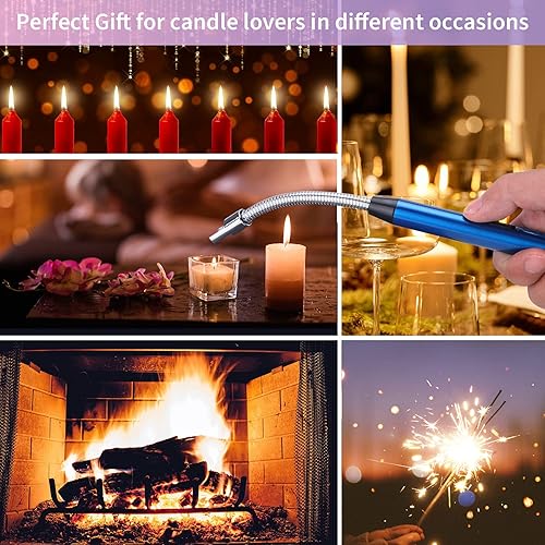 Miniatura 6 de Encendedor de velas eléctrico recargable de arco con pantalla de visualización de batería LED y cuello flexible largo USB se aplica a la vela de luz