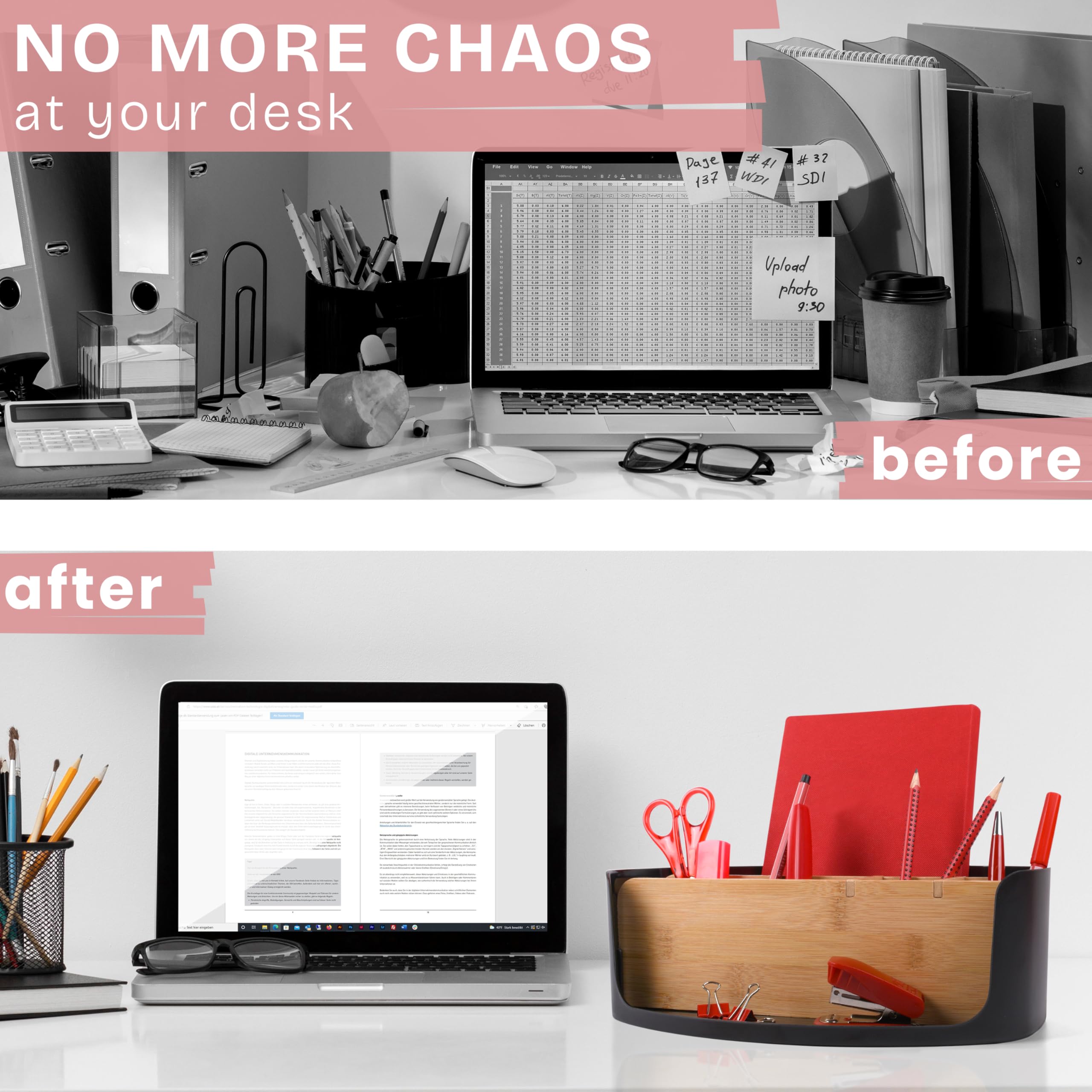 LIVONDO Eco Desk Organiser, Office, Cosmetic & Home Office Storage (Ellipse, Black) - Image 3