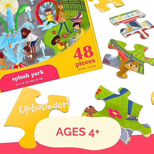 Miniatura 5 de Little Likes Kids - Rompecabezas jumbo Splash Park, 48 piezas, rompecabezas para principiantes con familia multicultural para niños preescolares en