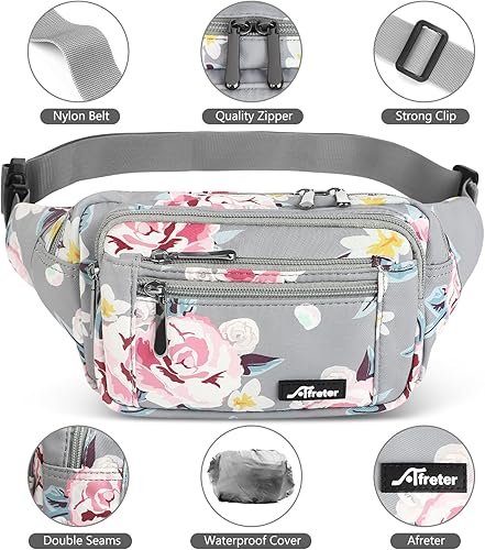 Miniatura 4 de Riñonera para hombres y mujeres, con correa ajustable para entrenamiento al aire libre, viajes, casual, correr, senderismo, ciclismo, Nuevas flores