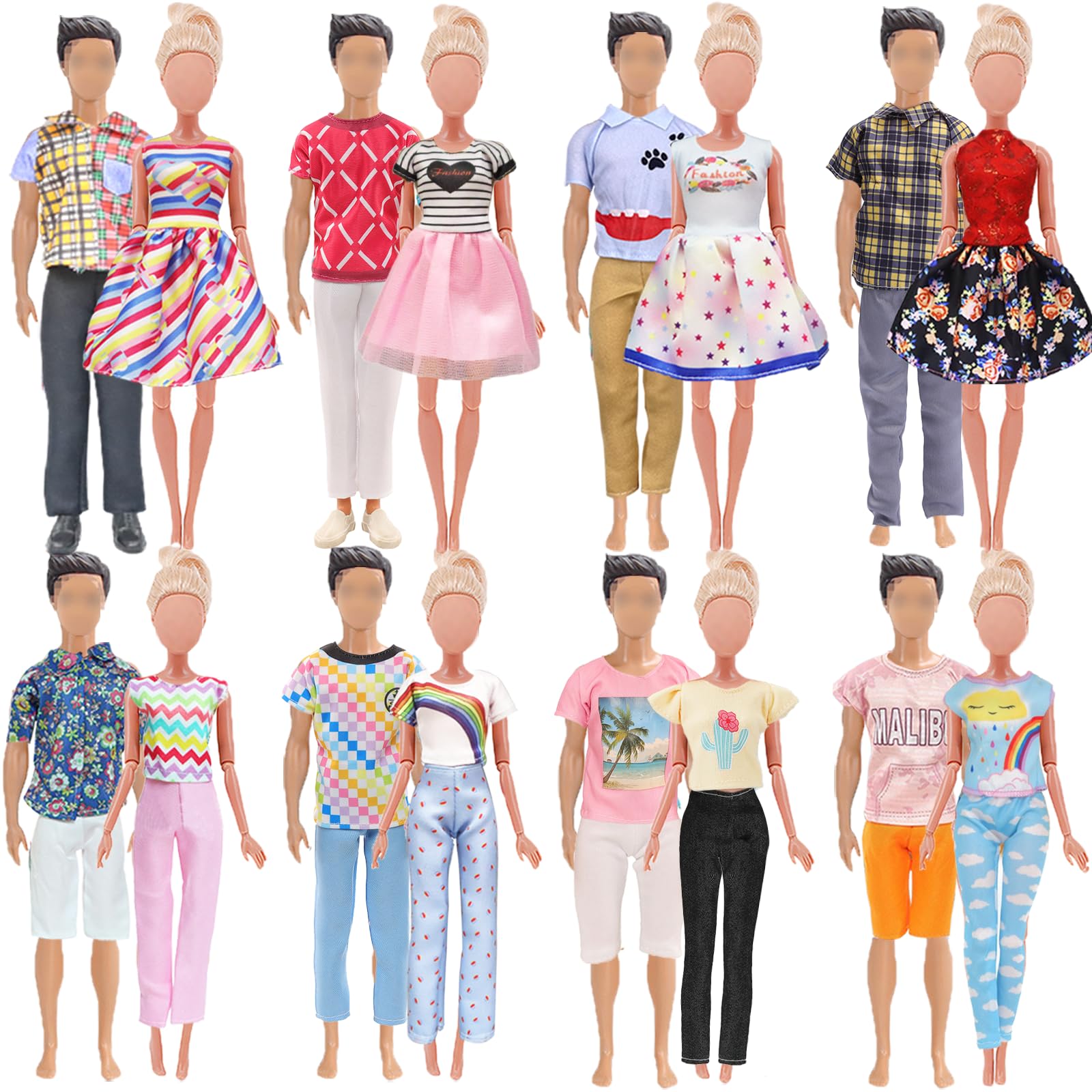18 Pcs Clothes and Accessories 5 Boy Outfits for 12 inch Boy Doll and 5 Girls Outfits for 11.5 inch Girl Dolls for Girl Kids in Random