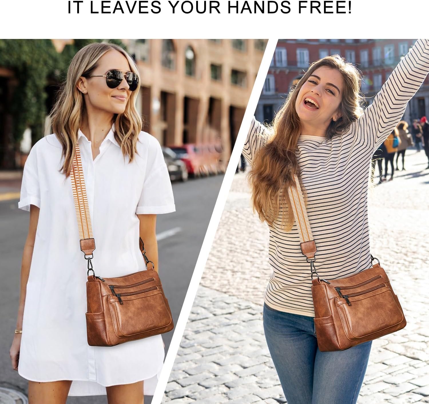 Bluome Crossbody Purses for Women, Medium Large Faux Leather Crossbody Bags Lightweight Sling Bag Shoulder Handbags - Image 2