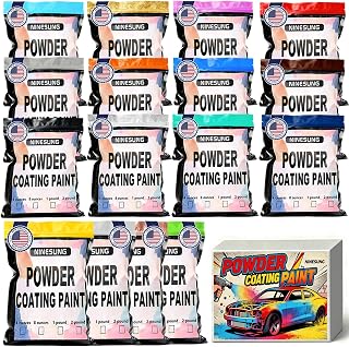 16 Colors Powder Coating Paint | Powder Coat Perfect for Metal Surfaces | Car Paints | Building Materials | Powder's Paint for Steel Structures, Factories, Buildings, Playgrounds, Gardens (16 Colors)