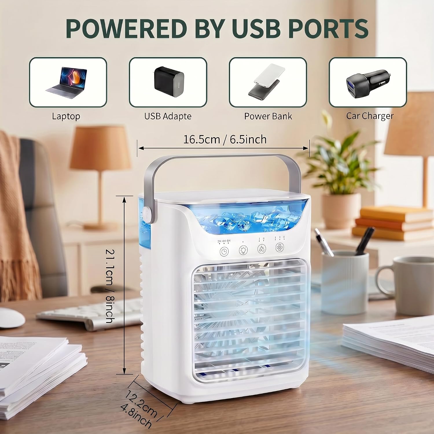 Portable Air Conditioner, 4-in-1 Air Conditioner, 3 Speed, 2 Cold Fog, 3 Automatic Mini Air Conditioner, Portable Air Cooler Humidifier with 700ML Water Tank for Bedroom, Office, Desk