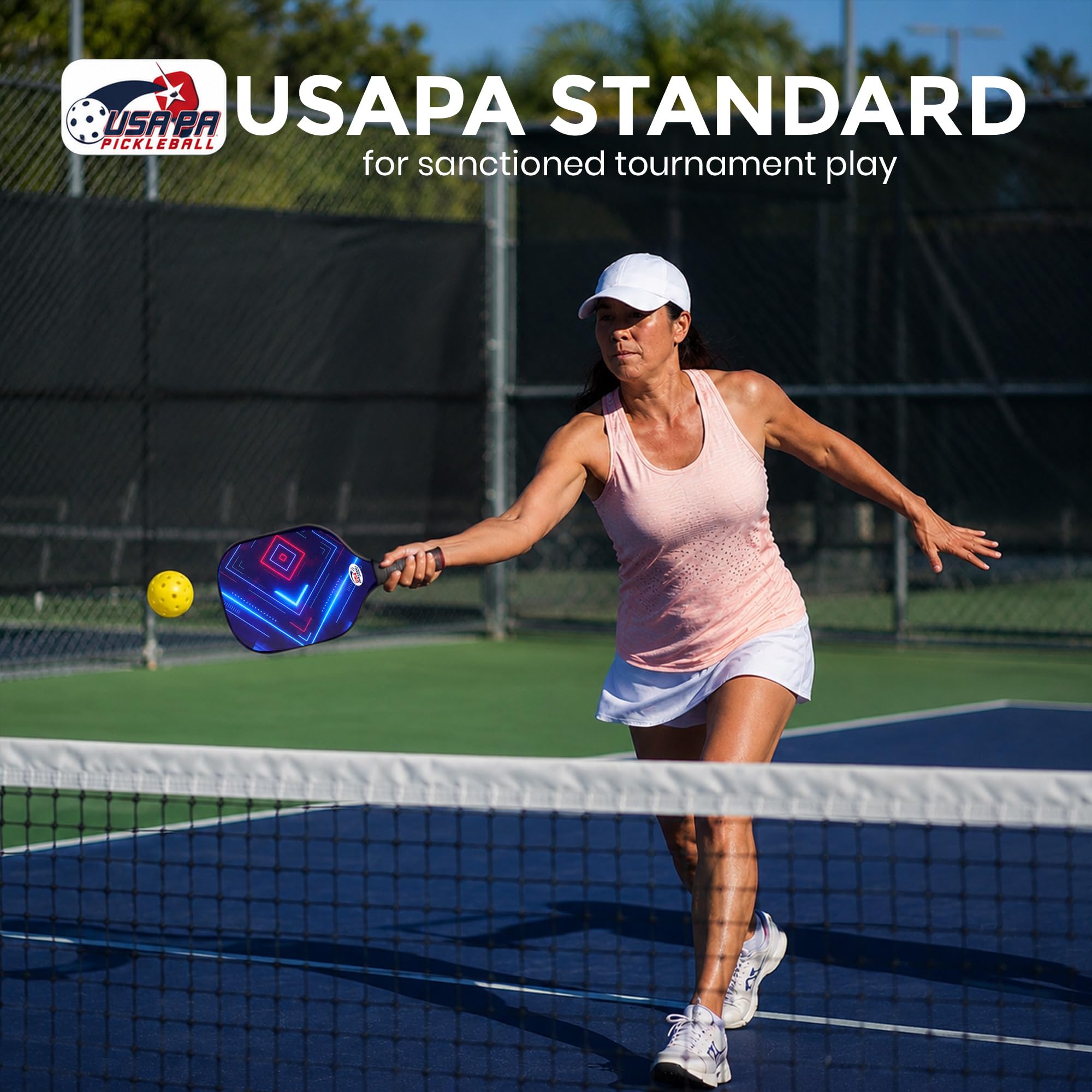 Set di 2 racchette da pickleball, con superficie in fibra di vetro approvata USAPA, con 2 racchette da pickleball, 4 palline da pickleball, 1 borsa per il trasporto portatile, set di racchette da