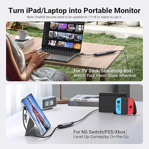 Miniatura 4 de UGREEN Tarjeta de captura Full HD 1080P 60FPS HDMI a USB-ATipo C 4K Tarjeta de captura de video para transmisión, grabación, juegos, compatible con