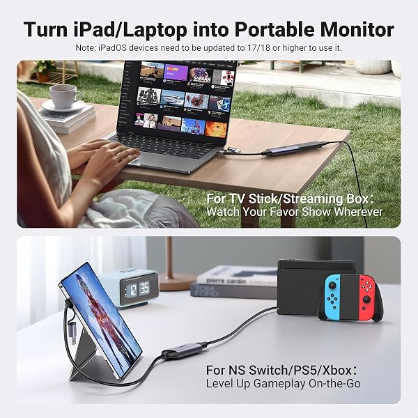 UGREEN UGREEN Video Capture Card HDMI to USB C Streaming Device 1080P 60FPS Capture 4K Input Audio Game Recording Compatible with Switch PS5 PS4 Xbox DSLR Camera iPad MacBook PC Laptop Phone Quest 3 TV Box in use