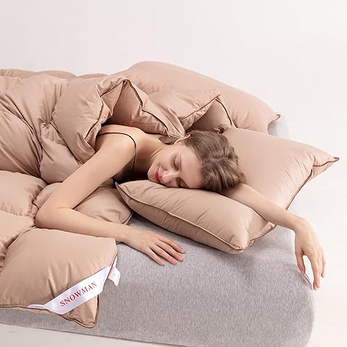 Miniatura 6 de SNOWMAN - Edredón 75% plumón, tamaño individual, relleno esponjoso, 8 pestañas en las esquinas, algodón a prueba de plumón, estructura de cuadrícula