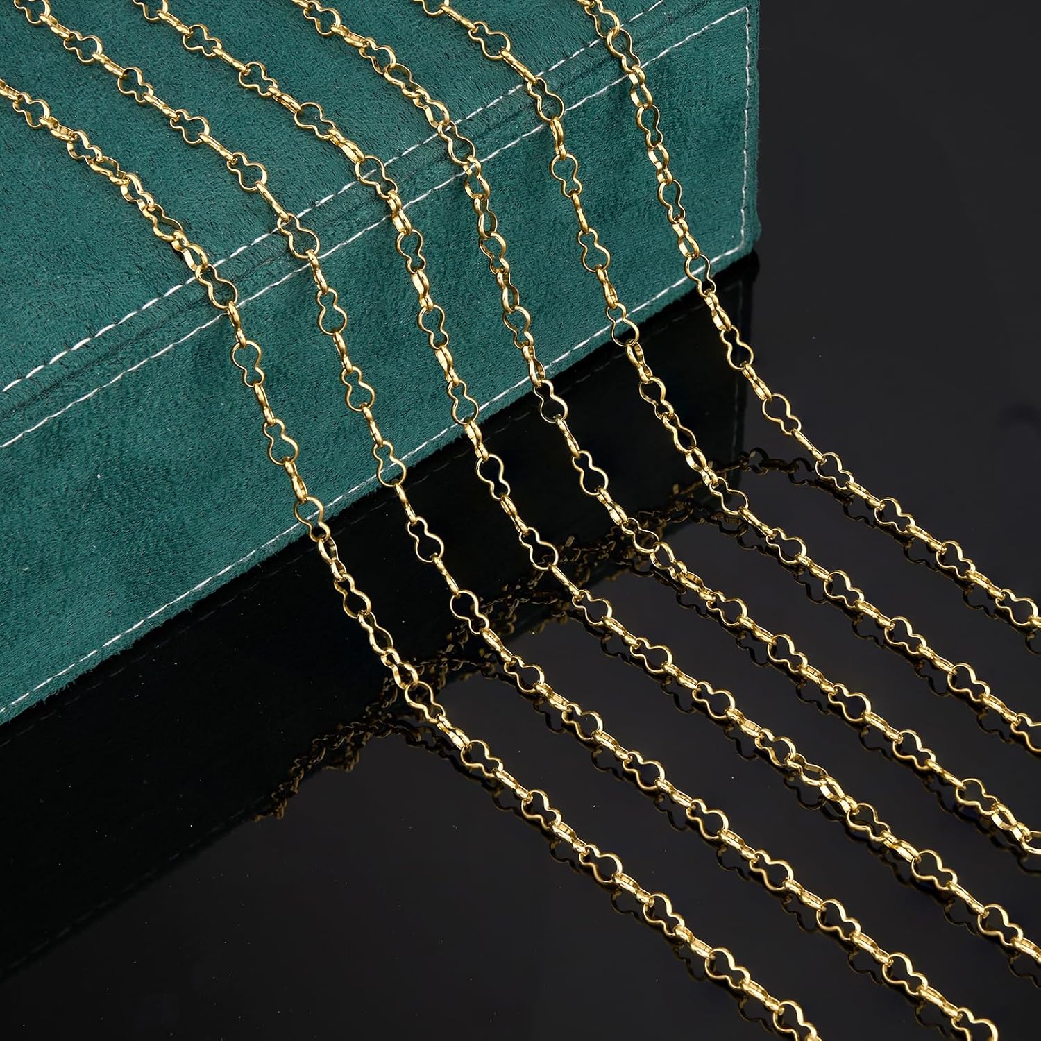 UMAOKANG 16.4 Feet Gold Plated Stainless Steel Bulk Chains Unique Gourd Shaped Chain for Jewelry Making - Image 5