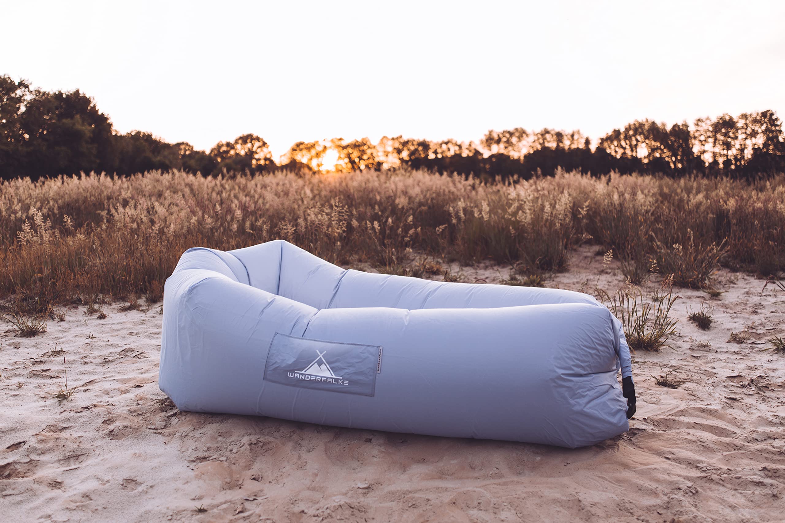 WANDERFALKE Sofa powietrzna na plażę, do aktywności na świeżym powietrzu, na kemping (lodowy szary)