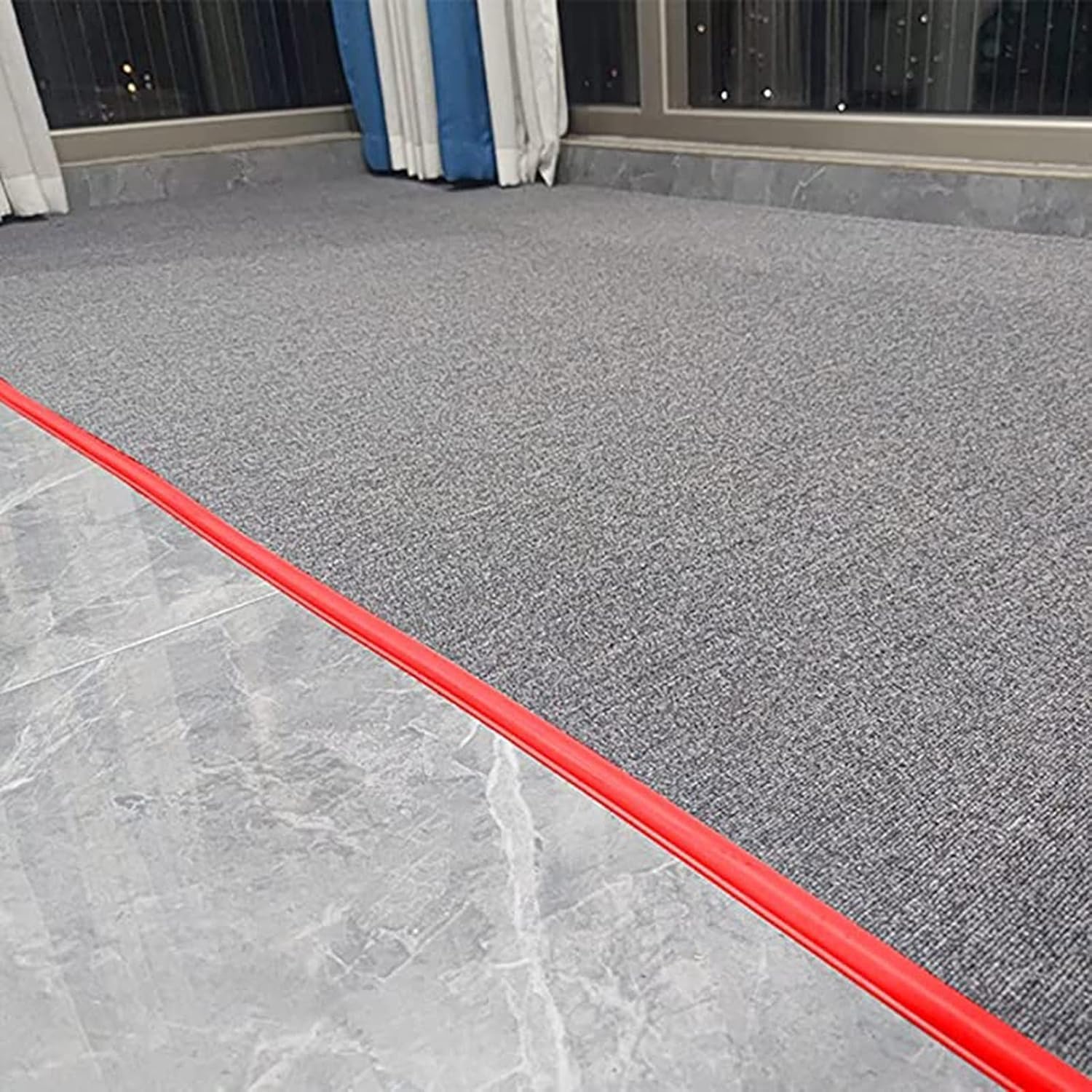 Red Rug Edge Trim Self Adhesive, Carpet Edging Seal Molding Strips, Cuttable PVC Floor Transition Strip(600cm (19.7ft))