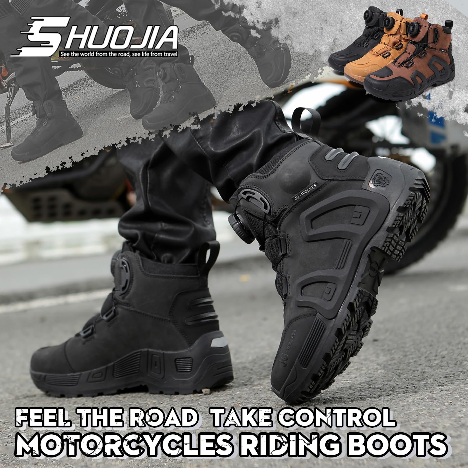 Botas de Moto Hombre Zapatos de Motocicleta Antideslizantes