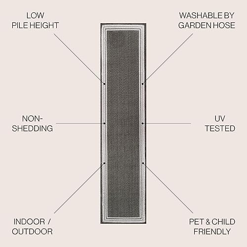 Miniatura 2 de JONATHAN Y Alfombra de pasillo para interiores y exteriores, 2 x 8 pies, color negro y crema, James moderna para patio trasero, patio, porche, fácil