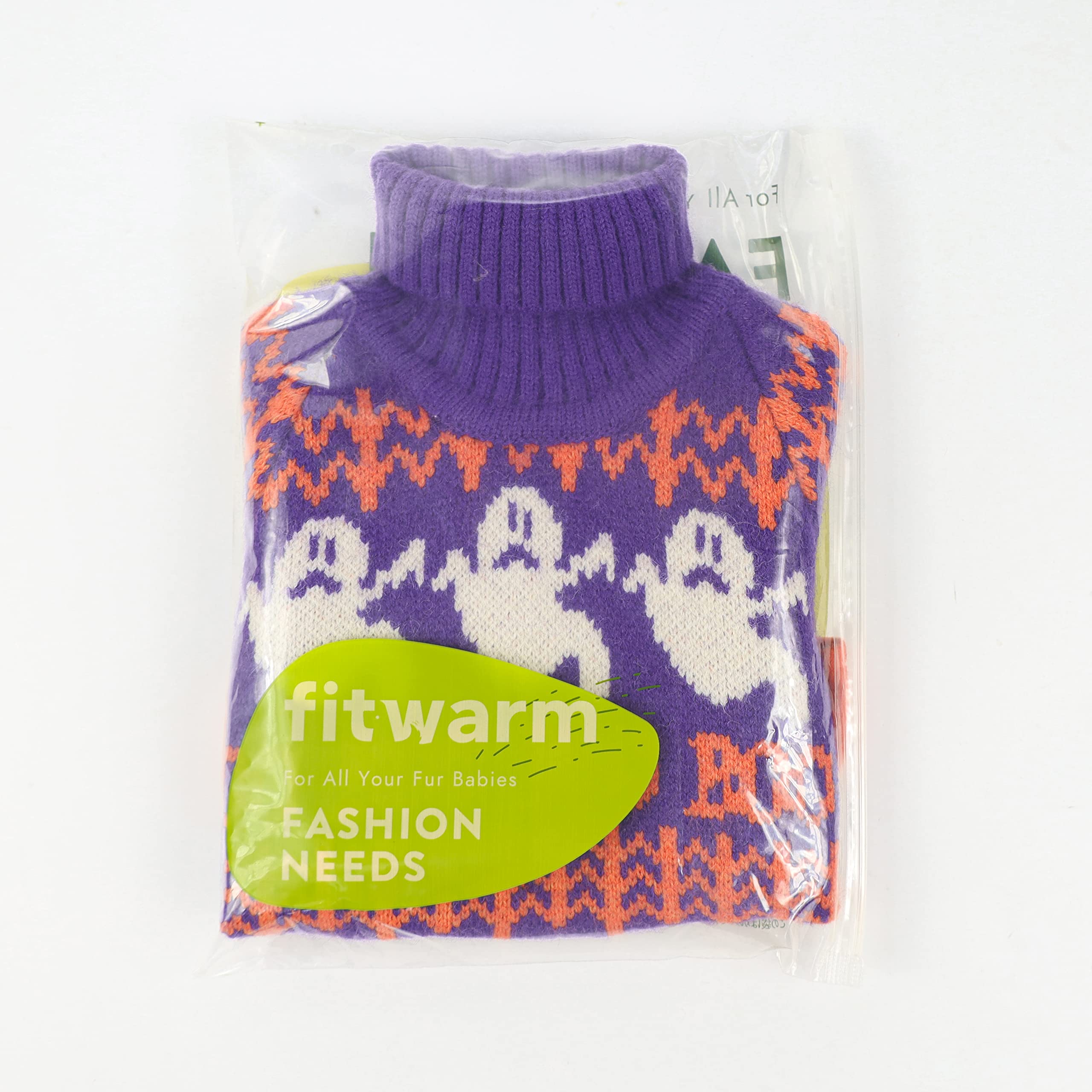 Fitwarm Vestido de suéter de Halloween espeluznante para perro, disfraces temáticos de vacaciones, ropa para perros pequeños, ropa para gatos, morado, S