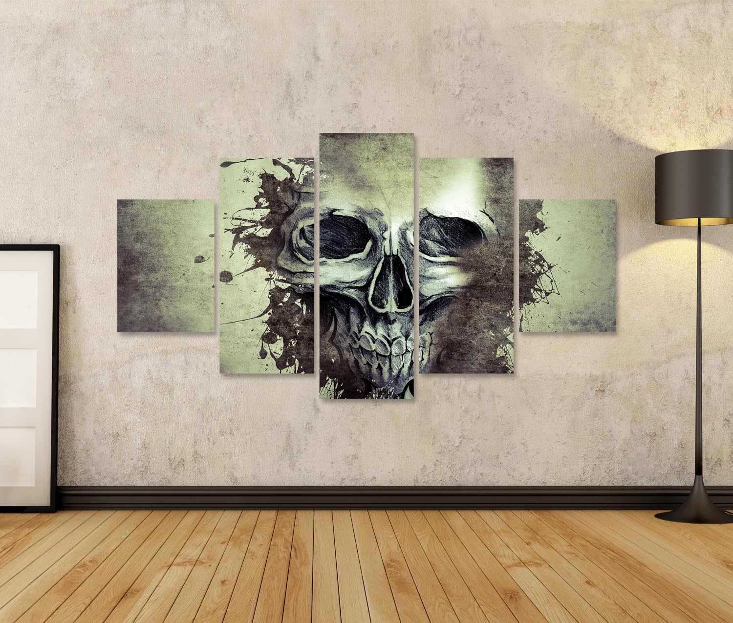 islandburner Bild auf Leinwand Mystischer Totenkopf Kunstdruck für das Wohnzimmer Für Kunstliebhaber - 5-teilig