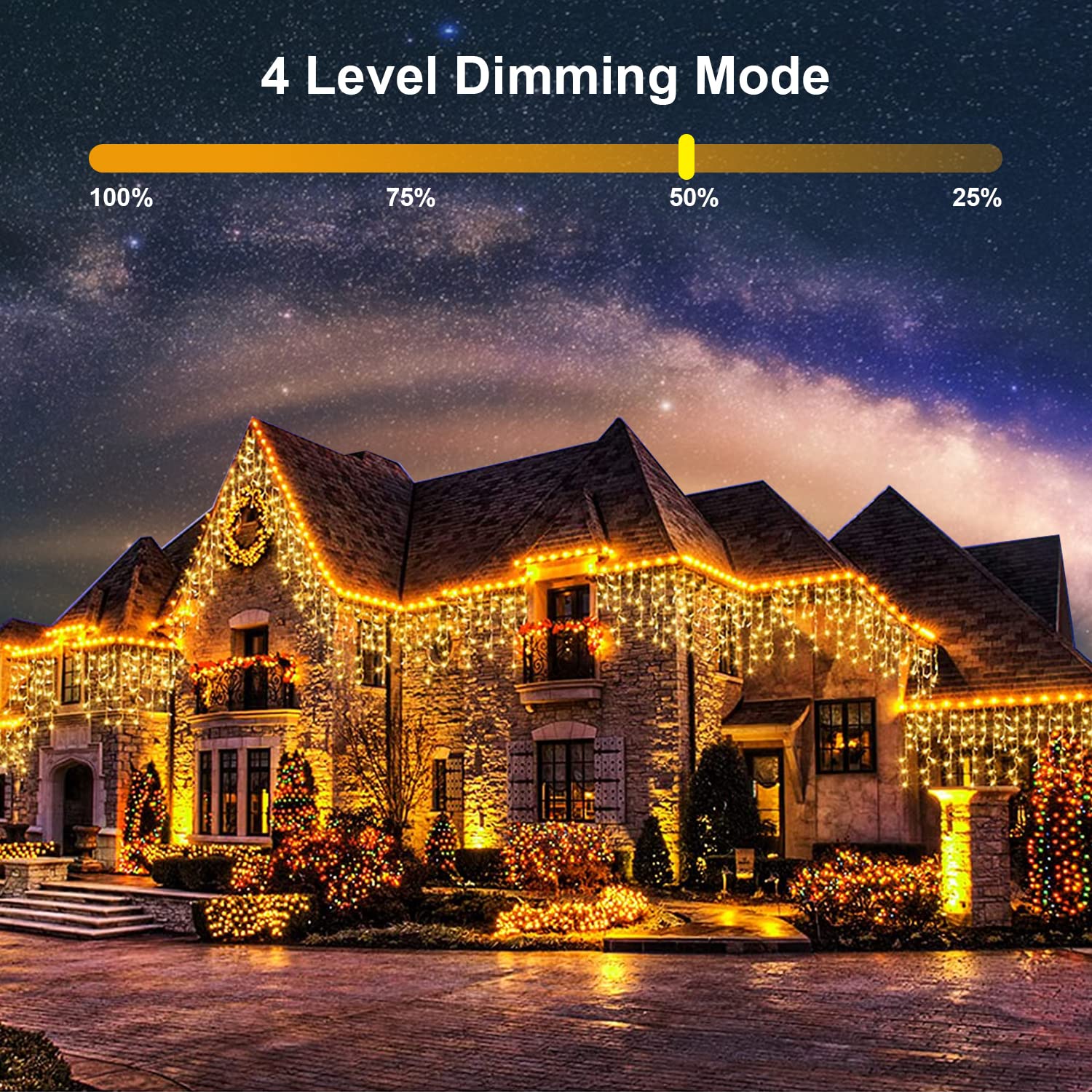 GUSODOR Luci Natale Cascata Esterno, 400 LED 10M IP65 impermeabile 8