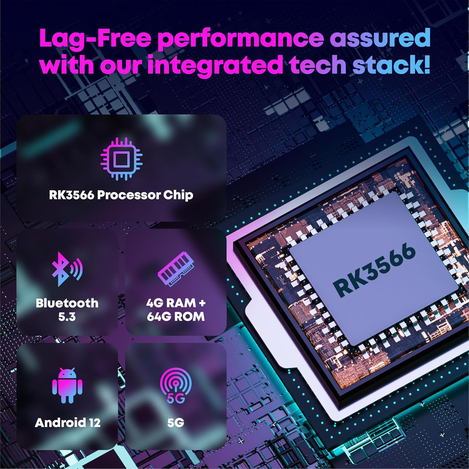 Internal components of the S100 showing RK3566 chip, RAM, and ROM