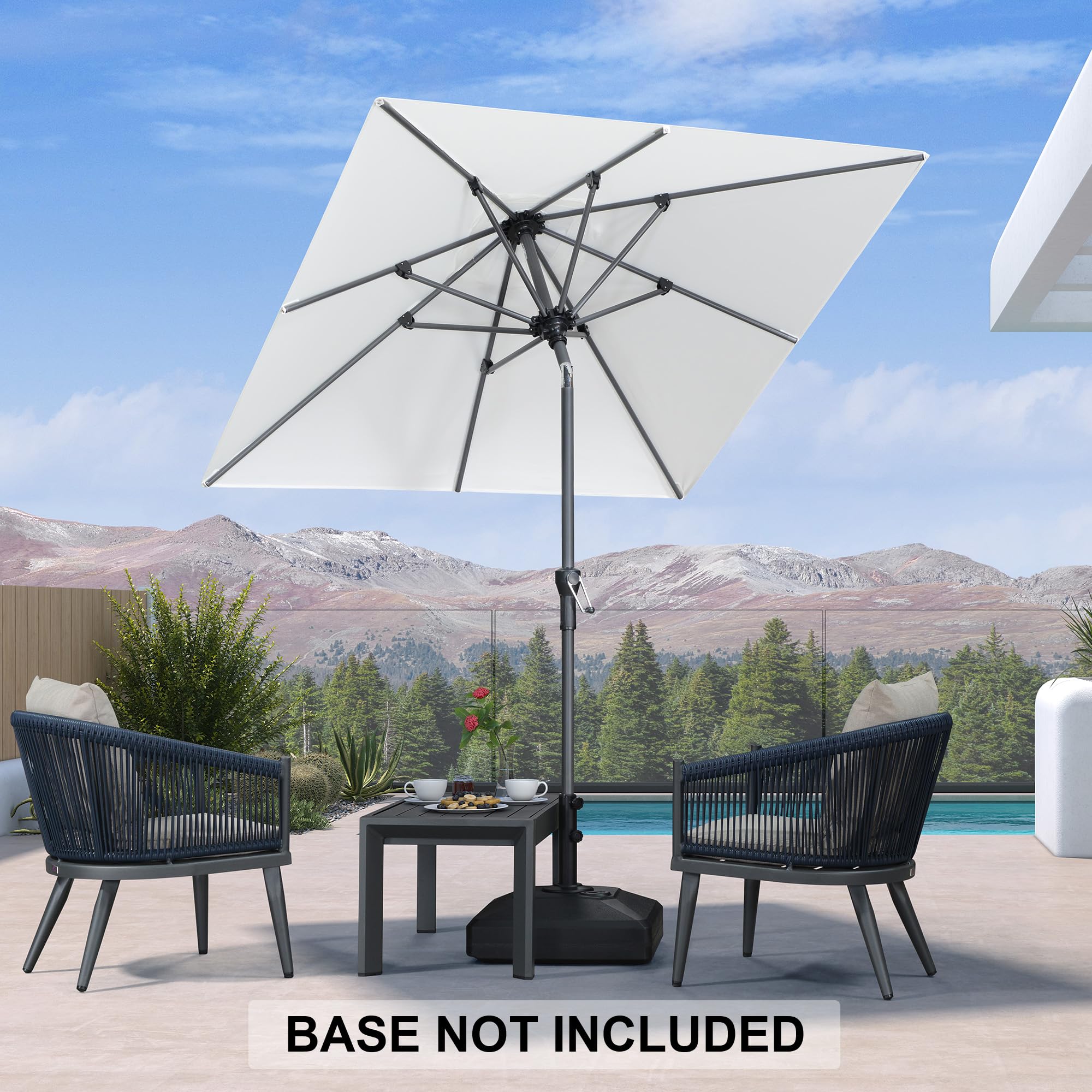 PURPLE LEAF Patio Market Umbrella 6' x 6' Square Tilt White 8 Ribs Coated